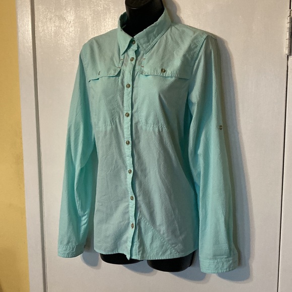 Orvis Women’s Teal and White Fishing Boating Long Sleeve Open Air Caster Shirt - Picture 2 of 6